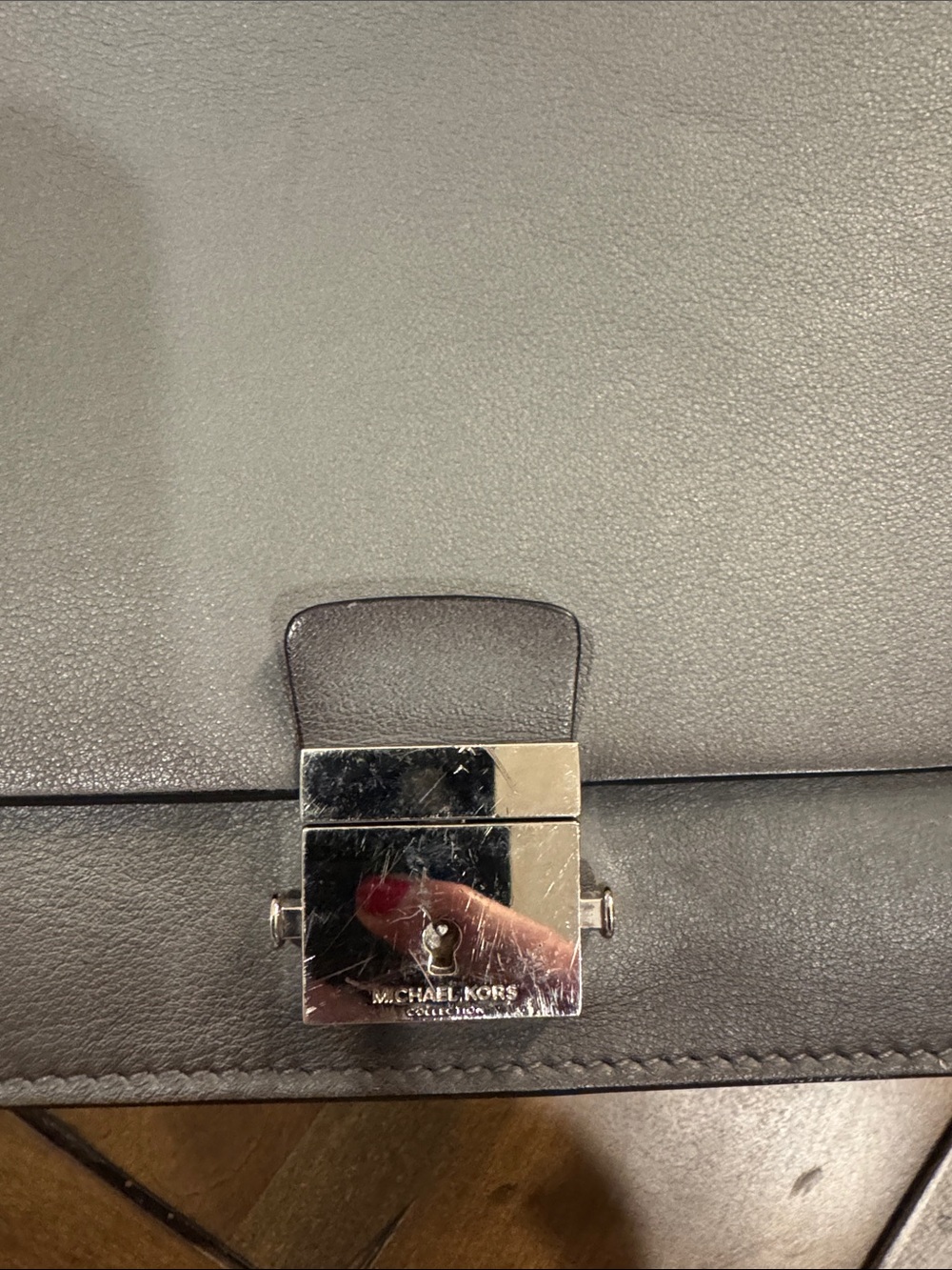 Michael Kors Gray purse with silver Hardware - Picture 2 of 5